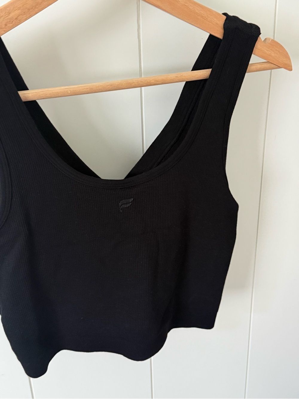 Fabletics Black Ribbed Crop Tank Top